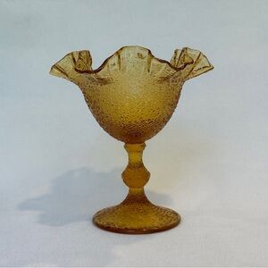 Fenton Wisteria Tree of Life Amber Glass Compote Dish